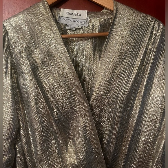 Norma Walters Neiman Marcus Exclusive Silk Dress Long Blouse Gold Sz 8 Hong Kong - Picture 7 of 12